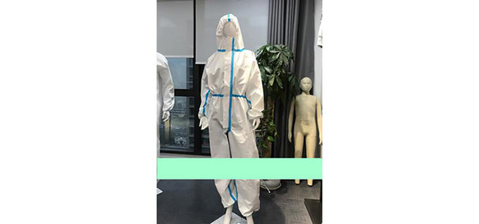 反ウイルスのフード付きの使い捨て可能な保護つなぎ服0